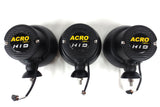 Lot of 3 Matching Acro Lights HID Off Road Flood Lights 6" 3200 Lumens Built In 35W Xenon D2S, Internal Ballast, Matte Black