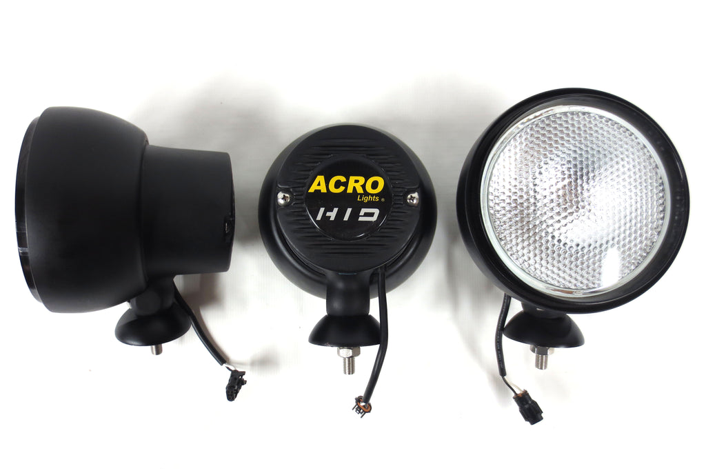 Lot of 3 Matching Acro Lights HID Off Road Flood Lights 6" 3200 Lumens Built In 35W Xenon D2S, Internal Ballast, Matte Black