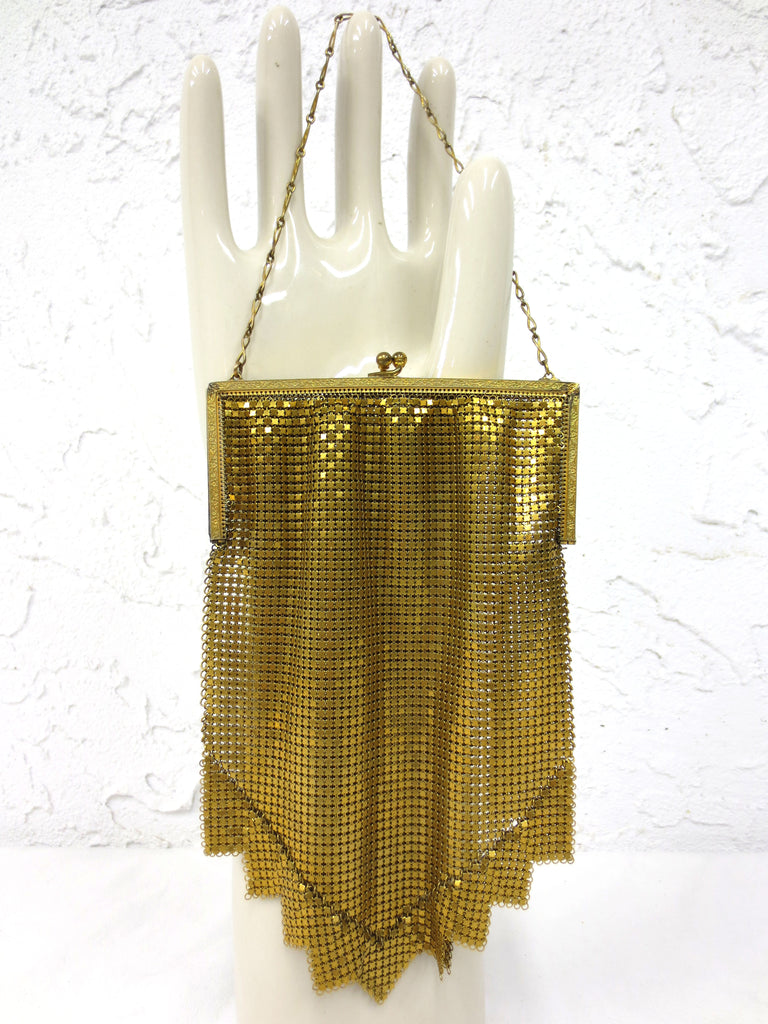 1920's Art Deco Gold Mesh Evening Purse by Whiting and Davis