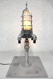 Industrial Rocket Table Desk Lamp 22" Explosion Proof Glass Dome, Upcycled Lamp