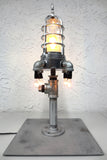 Industrial Rocket Table Desk Lamp 22" Explosion Proof Glass Dome, Upcycled Lamp