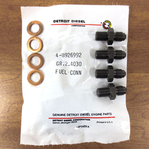 4 New Detroit Diesel 53 Series Army Truck Fuel Pipe Line Connectors #8926992 GR 2.4030