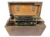 Antique Cooke & Sons Brass Surveyor Transit, Dovetail Wood Box