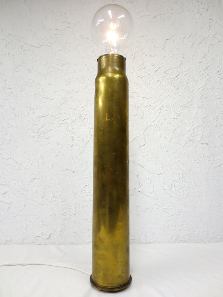 23" Tall Trench Art Lamp made with a 3" 50 Cal Brass Shell, Used on Army Boat