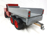 26" Long Vintage Service Truck with Air Intake on Hood, Folk Art Toy, Red