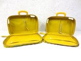 Pair of Vintage Suitcases made in Japan 16" X 11", Bright Yellow with Flowers