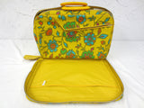 Pair of Vintage Suitcases made in Japan 16" X 11", Bright Yellow with Flowers