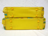 Pair of Vintage Suitcases made in Japan 16" X 11", Bright Yellow with Flowers