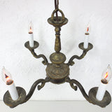 Antique Ornate Brass Chandelier 14X14" from a Victorian Home in Montreal Quebec