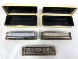 3 Vintage Hohner Marine Band Diatonic Harmonicas A440, A C G Keys, Boxes