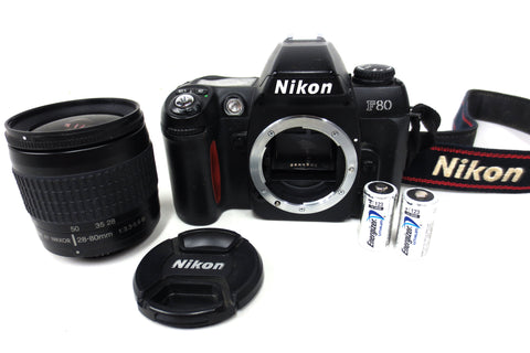 Nikon F80 35mm SLR Film Camera w/ AF Nikkor 28-80mm 1:3.3-5.6 G Lens + Batteries