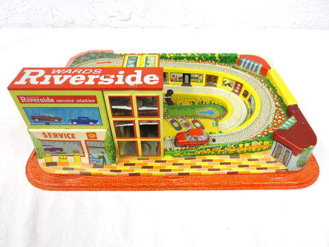 Vintage Wind-Up Car Elevator and Track, Shell Service Station, Technofix Germany