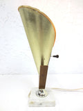 Vintage Mid Century Tulip Flower Light 13", Marble Teak Metal Table Lamp