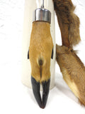 Vintage Taxidermy Deer Paw Letter Opener Knife 11", Fur Sheath