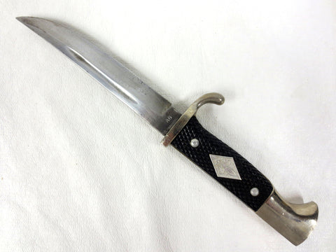 Vintage Knife 9" Ruko Solingen Germany, Fleur de Lys, Black Textured Handle