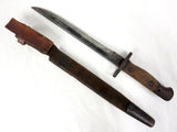 Antique 1907 Wilkinson Bayonet 14", Leather Scabbard with Chape, 5 and 18 Marks