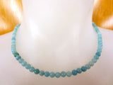 16" Natural Chalcedony Necklace, Turquoise Beads, Sterling Silver Clasp, Never W