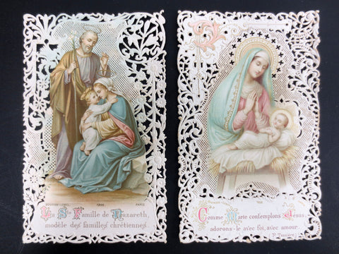 Antique Holy Cards Lace Canivet by Bouasse-Lebel Paris, Holy Family