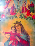 Antique Religious Chromolithograph Our Lady of Rosary by Madonna V Rosenkranz