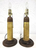 WWI 1914 Brass Shell Desk Lamps 13" Trench Art, Patronenfabrik Karlsruhe Germany