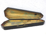 Antique Violin Wood Case 30" Handmade, Black Casket Funeral, Brass, Folk Art