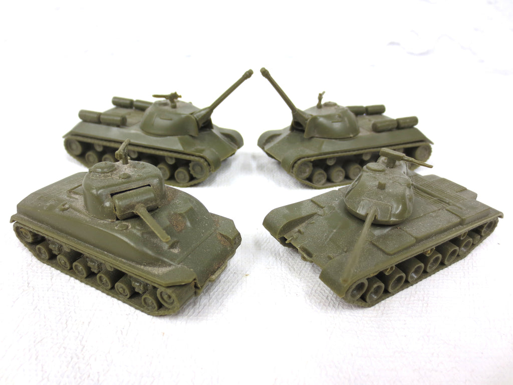 Lot of 4 Aurora WWII Army Military Mini Tanks, Toy Models, USA, Complete