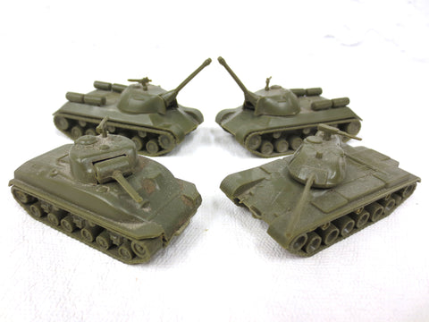 Lot of 4 Aurora WWII Army Military Mini Tanks, Toy Models, USA, Complete