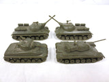 Lot of 4 Aurora WWII Army Military Mini Tanks, Toy Models, USA, Complete