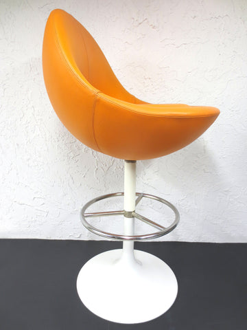 Vintage Mid Century 1960's Egg Chair Orange Peel by Borje Johanson Sweden, 37" Tall Retro Bar Chair, Original Bright Orange Leatherette