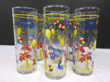 6 Vintage Seagram's Gin Highball Tall Glasses 6 3/8", Toucan Beach Advertising