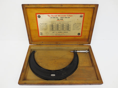 Vintage Starrett Micrometer Caliper No. 436 Range 8-9", Original Wood Box