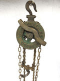 Antique Industrial Yale Screw Gear Block Half Ton, Cast Iron Pulley Chains Hooks