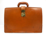 Vintage Leather Attache Case Cognac Brown, Cow Hide, Cheney England, KEY