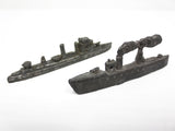 Vintage Antique Lead Toy War Boats, Submarine and Steam Ship, Gun Turrets