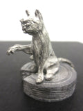 Vintage Pewter Miniature Cat and Mouse Eating Cheese, Cat Rotates, 1 1/4"