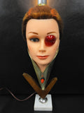 Steampunk Android Mannequin Head Lamp 24", Dune Tulip Lady, Edison Light Bulb