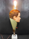 Steampunk Android Mannequin Head Lamp 24", Dune Tulip Lady, Edison Light Bulb