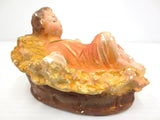 Antique Nativity Manger Baby Jesus in Hay Cradle 4", Christmas Creche Figurine