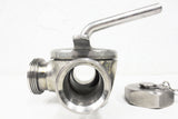 3-Way Stainless Steel Sanitary Valve 2 1/2" Male Threaded, Stopper, Disassembles