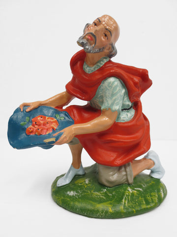 Vintage Manger Creche Figurine 5" Shepherd or Beggar, Paper Mache Italy