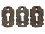 Lot 3 Antique Matching Escutcheon Key Hole Covers, Skeleton Key Covers