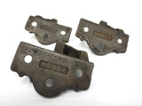 Lot 3 Antique Cast Iron Hinges Signed House, Primitive Pivot, Cabinet Door Hinge