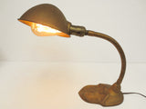 Vintage Antique Art Deco Cast Iron Gooseneck Lamp Light, Ornate, Gold, Rewired