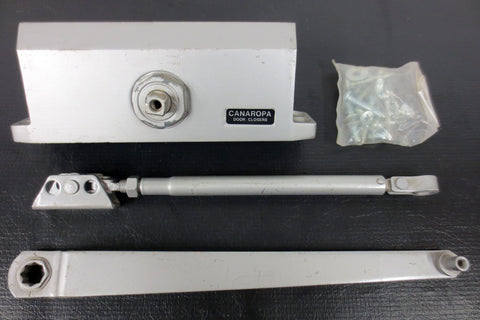 Commercial Canaropa Door Closer Model 62, Reversible Left to Right, Aluminum