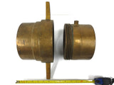 Large Antique Brass 6" Fire Truck Fire Hose Adapter Connector Coupling, Threaded