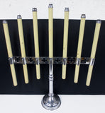 Large 33" Vintage Church Altar Candlestick Holder 7 Spring Brass Candles, Chrome