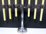 Large 33" Vintage Church Altar Candlestick Holder 7 Spring Brass Candles, Chrome