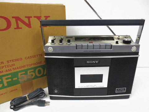 Rare Sony CF-550A 1972 Portable Radio Cassette Recorder in its ORIGINAL BOX