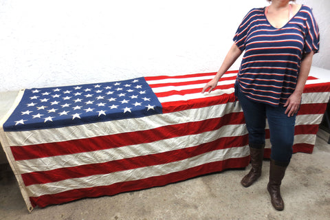 Vintage 50 Sewn Stars American U.S.A. Flag 5 X 9 Feet, Cotton Bunting, Casket