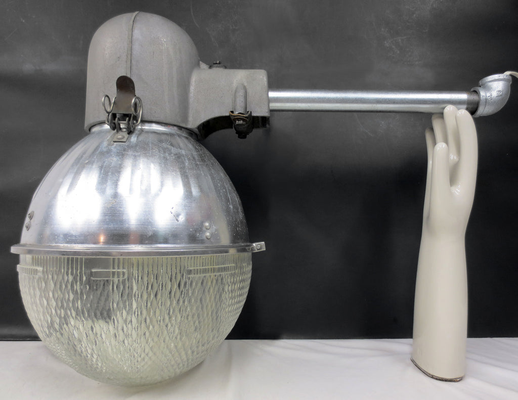 Vintage 1960s Holophane Street Light Globe Fixture 12" Dia Industrial Bubble Gum